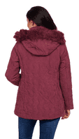 ❤️ Up to Plus ❤️ Womens Padded Hooded Wine Winter Jacket db8293